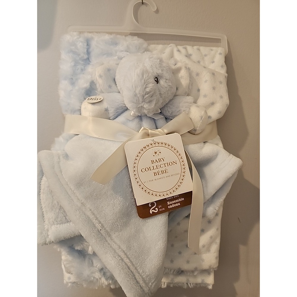 NEW Blanket & Lovey Nunu Elephant Set Blue Stars | Blankets and Beyond
